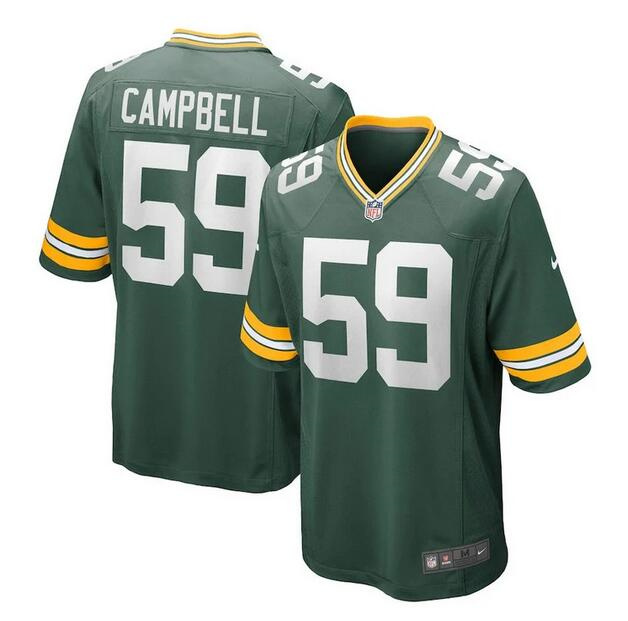Men's Green Bay Packers #59 De'Vondre Campbell Green Stitched Game Jersey Men's Green Bay Packers #59 De'Vondre Campbell Green Stitched Game Jersey